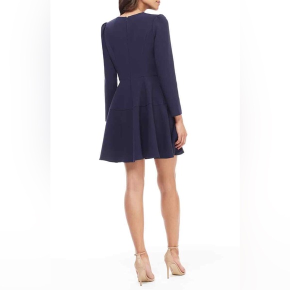 GAL MEETS GLAM NWOT Navy Blue Celeste Dress Size 6 Long Sleeve Fit & Flare Chic - Picture 3 of 14
